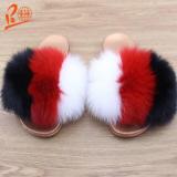 BLFTSC Three Splat Different Color Fox Fur Slippers