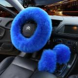 BLWC 3pcs/set Winter Car Pure Wool and Sheepskin Steering-wheel Cover