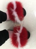 BLFRRWR Red White Red Fox Raccoon Fur Slippers