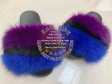 BLFBPBB Purple Black Blue Fur Slides Slippers
