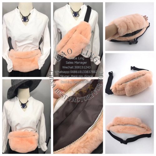 BLFP03 Customized Any Letter and Color Rex Rabbit Fur Fanny Packs