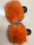 BLRBR Biggest Orange Raccoon Fur Slippers