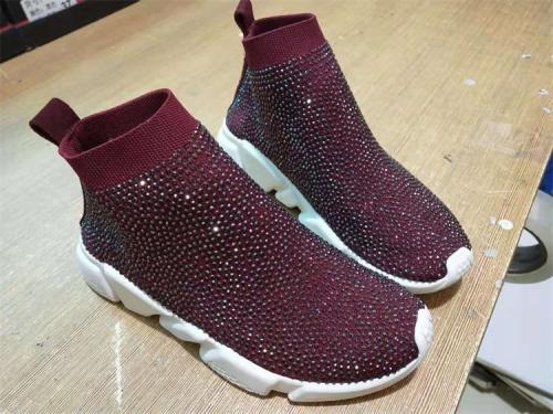 BLCSWR Crystal Sneakers Wine Red Shoes Rhinestones