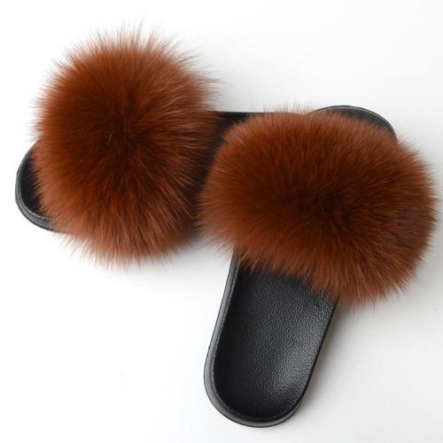 BLFSCC Caramel Fox Fur Slippers