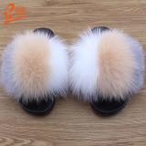 BLFTSC Three Splat Different Color Fox Fur Slippers