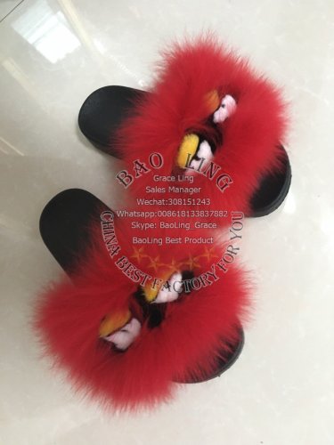 BLFM01 Red Monster Fur Slippers