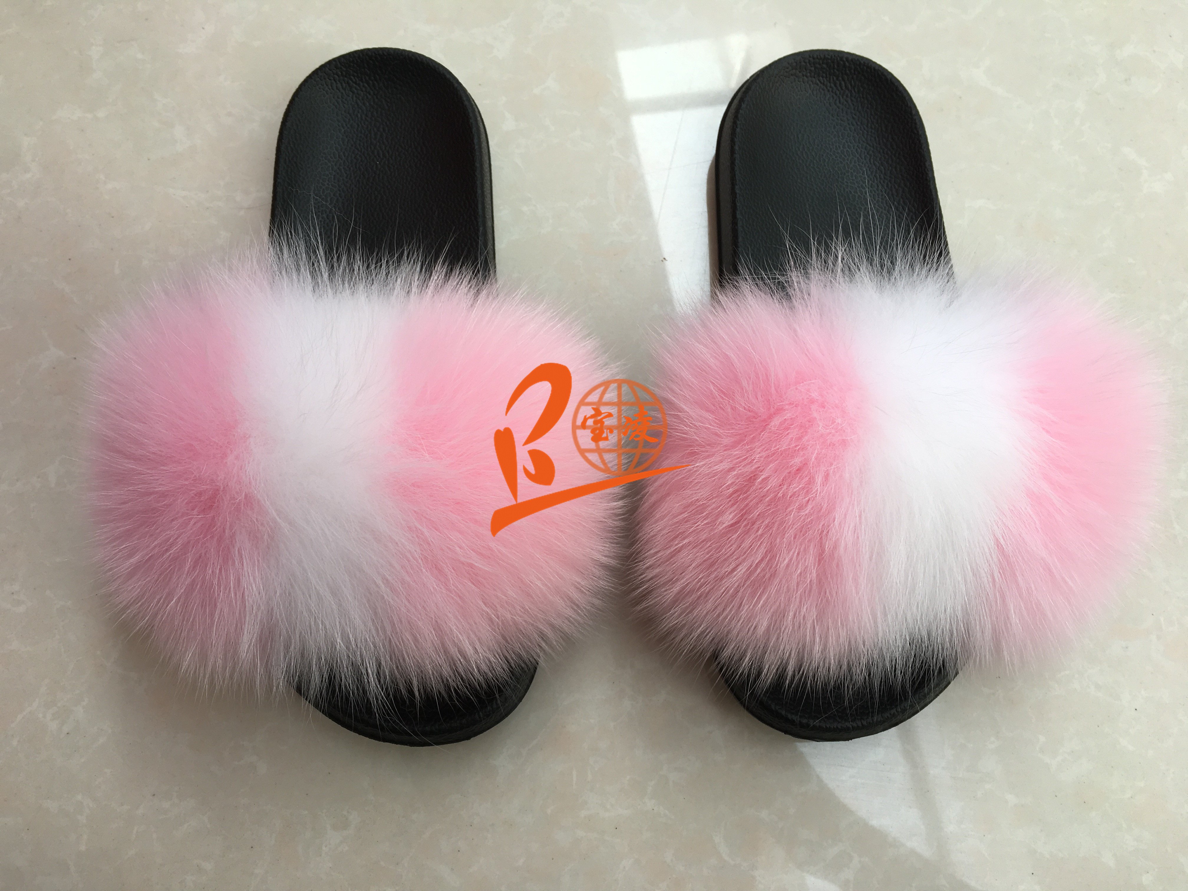 white fur slippers