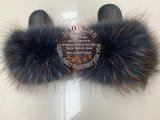 BLRBBO Biggest Blue Orange Tip Raccoon Fur Slippers