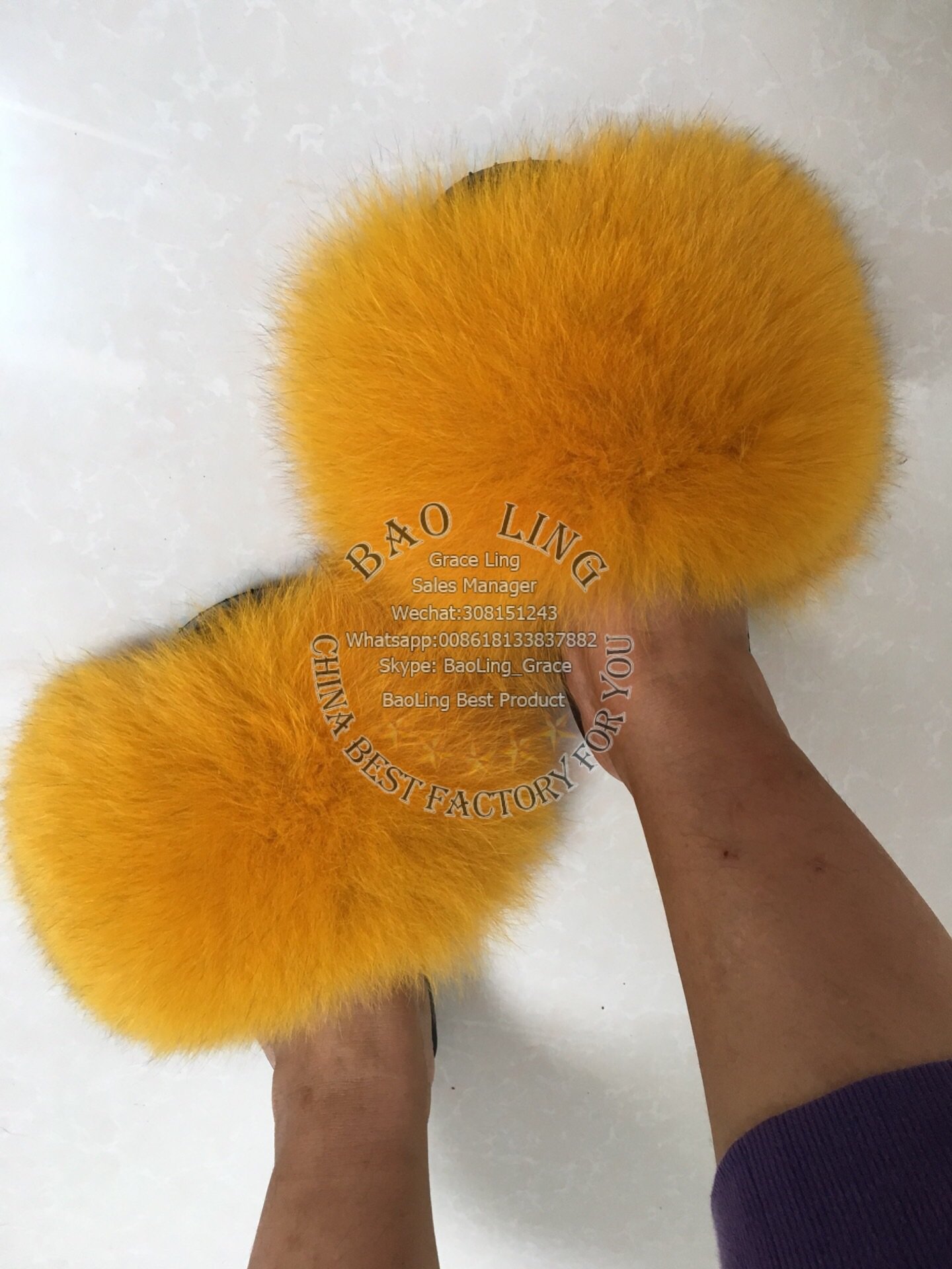 yellow fox fur slides