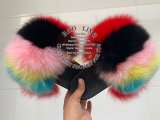 BLFBC Biggest Colorful Rainbow Fox Fur Slides