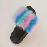BLFAUXR Rainbow Colorful Splat Faux Fur Slides Slippers