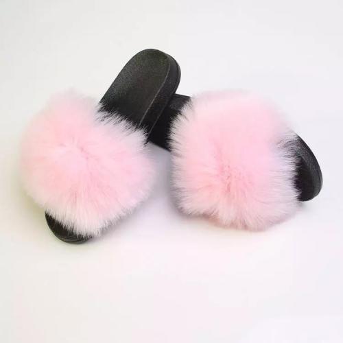 BLFAUXP Pink Faux Fur Slides Slippers