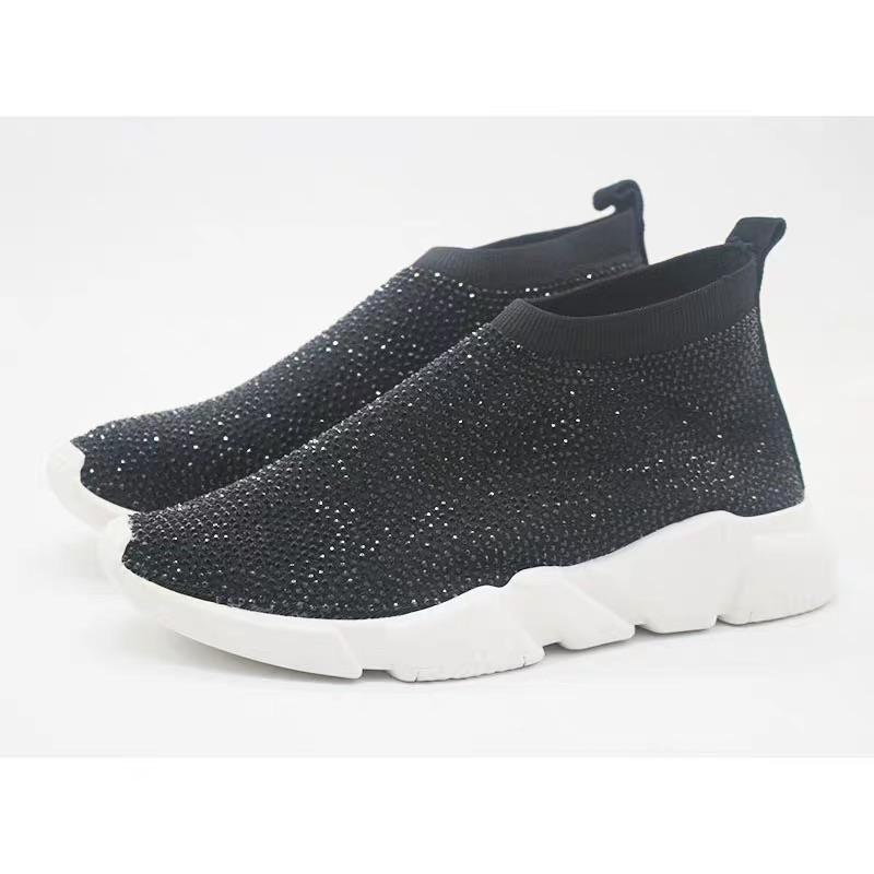 womens black shoes with rhinestones
