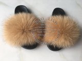 BLFC Coffee Camel Fox Fur Slippers