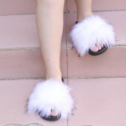 BLTFAUX05 White Faux Fur Slides Slippers
