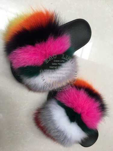 BLFBC Biggest Colorful Fox Fur Slides