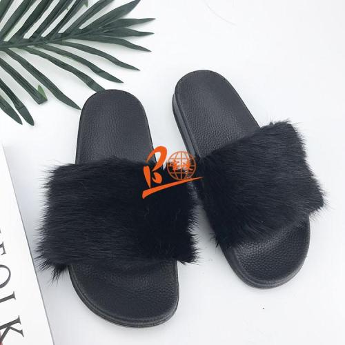 BLMB Black Mink Fur Slippers