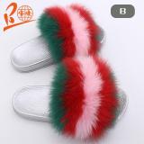 BLFSGDC Sliver Gold Sole Different Color Fox Fur Slippers