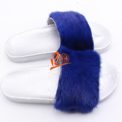 BLMB Blue Mink Fur Slides