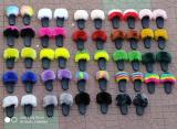 BLTFAUX09 Faux Colorful Rainbow Fur Slides Slippers