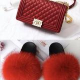 BLSB20 One set Fur Slides Slippers Purse Handbags