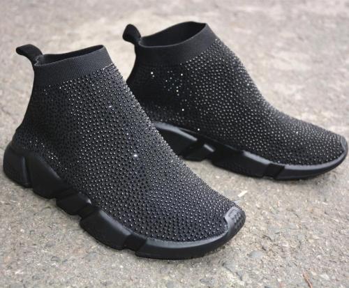 BLCSB Crystal Sneakers Black Shoes Rhinestones