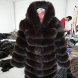 BLRFC02 High Quality Winter Real Fox Fur Woman Coats With Hoodie