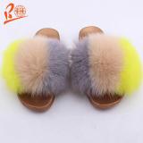BLFTSC Three Splat Different Color Fox Fur Slippers