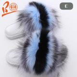BLFSGDC Sliver Gold Sole Different Color Fox Fur Slippers