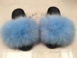BLFSCLB light Blue Fox Fur Slippers