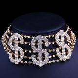 NEH01 Dollar Earrings Necklace Hairpins set