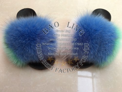 BLFBCC Biggest Customized Color Fox Fur Slides