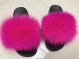 BLFHP Hot Pink Fox Fur Slippers Slides
