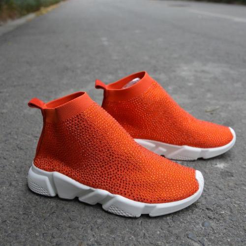 BLCSO Crystal Sneakers Orange Shoes Rhinestones