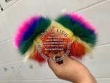 BLBR Super Cute Baby Rainbow Colorful Fur Slides Slippers