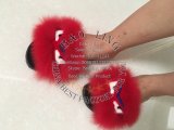 BLFM18 Red Monster Fox Fur Slides