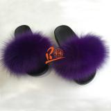BLFSDC Solid Different Color Fox Fur Slippers