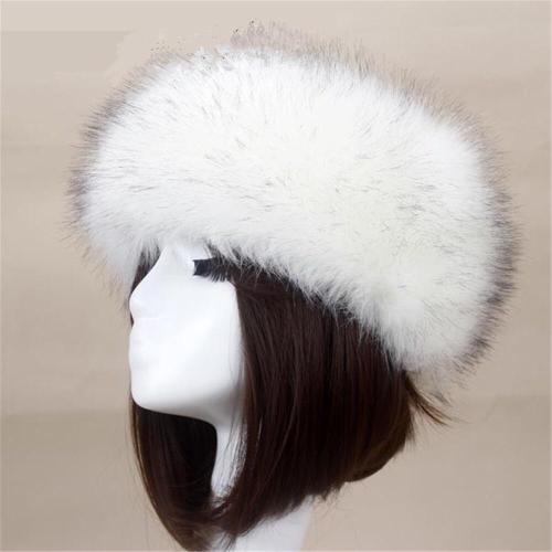 BLFFHBW Hot Sale Best Quality White Black Tip Faux Fur Headband