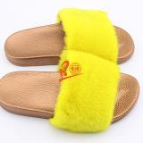 BLMY Yellow Mink Fur Slides