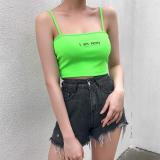 Top4 Embroidey Crop Top Fluorescent Green Women Short
