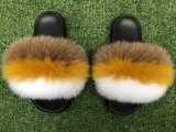 BLFLT Three Line Fox Fur Slippers Slides