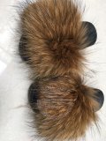 BLRNDY Dye Yellow Raccoon Fur Slippers Slides Sandals