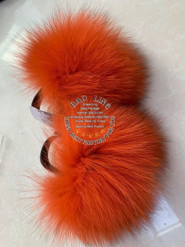 BLBO Super Cute Baby Orange Fur Slides Slippers
