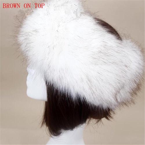 BLFFHWB Hot Sale Best Quality White Brown Tip Faux Fur Headband