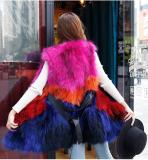 BLRREFV Real Rainbow Raccoon Fur Vest