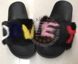 BLM Customized Letters Mink Fur Slippers