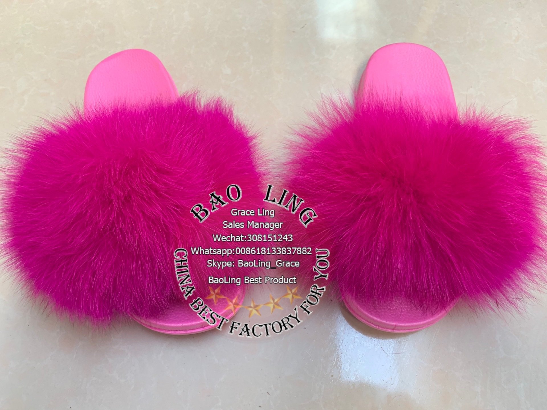 pink fur slippers