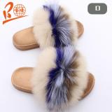 BLFSGDC Sliver Gold Sole Different Color Fox Fur Slippers