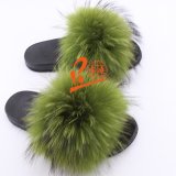 BLRDC Different Color Raccoon Fur Slippers