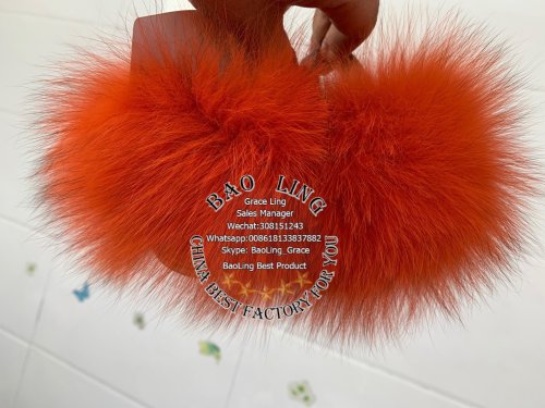 BLBO Super Cute Baby Orange Fur Slides Slippers